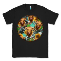 Black Highland Cow Pattern Classic Tee - Jasminsmagicworld