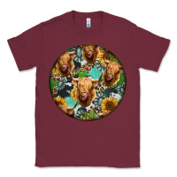 Burgundy Highland Cow Pattern Classic Tee - Jasminsmagicworld