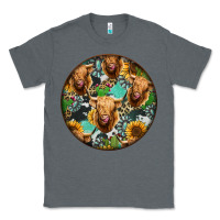 Charcoal Heather Highland Cow Pattern Classic Tee - Jasminsmagicworld