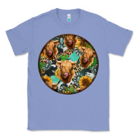 Colony Blue Highland Cow Pattern Classic Tee - Jasminsmagicworld