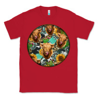 Red Highland Cow Pattern Classic Tee - Jasminsmagicworld