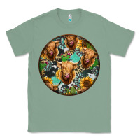 Sage Highland Cow Pattern Classic Tee - Jasminsmagicworld