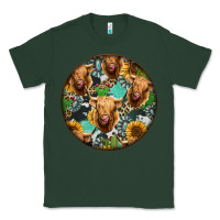 Sports Green Highland Cow Pattern Classic Tee - Jasminsmagicworld