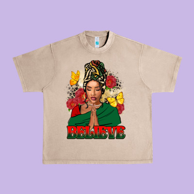 Believe Black Woman Urban Heavy Tee Designed By Fadigitalartstudio