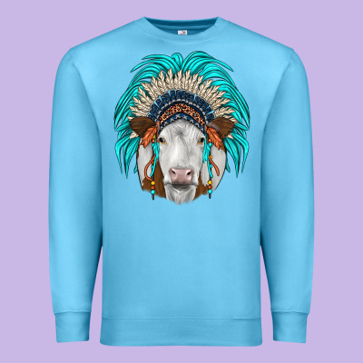 Simmental Indian Headdress Premium Sweatshirt Designed By Jahusdesignshop
