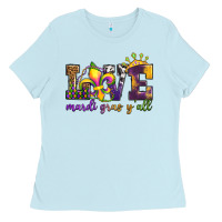 Baby Blue love. ardi gras y'all Ladies Tee - OliviaCreatesArt