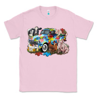 Bubblegum Pink Autism truck with farm animals Classic Tee - CowGirlArtShop