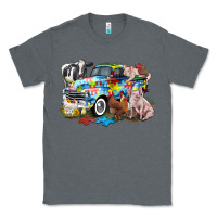Charcoal Heather Autism truck with farm animals Classic Tee - CowGirlArtShop