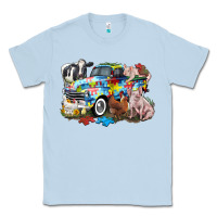 Dusty Blue Autism truck with farm animals Classic Tee - CowGirlArtShop