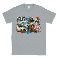 Heather Grey Autism truck with farm animals Classic Tee - CowGirlArtShop