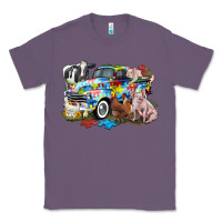 Lavender Autism truck with farm animals Classic Tee - CowGirlArtShop