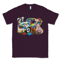 Plum Autism truck with farm animals Classic Tee - CowGirlArtShop