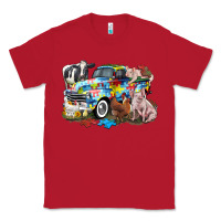 Red Autism truck with farm animals Classic Tee - CowGirlArtShop