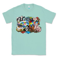 Seafoam Autism truck with farm animals Classic Tee - CowGirlArtShop