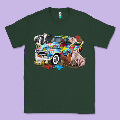 Autism Truck With Farm Animals Classic Tee Designed By Cowgirlartshop