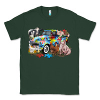 Sports Green Autism truck with farm animals Classic Tee - CowGirlArtShop