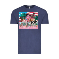 Vintage Denim American farm animals tumbler 4th of july Vintage Tee - FaDigitalArtStudio