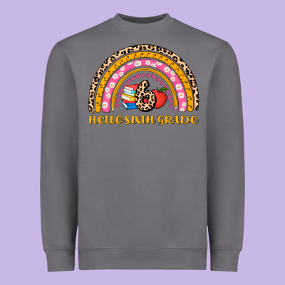 Back To School Rainbow Hello Sixth Grade Heavyweight Sweatshirt Designed By Adodesignshop