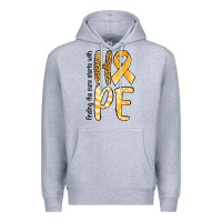 Heather Grey finding the cure starts with hope childhood cancer awareness Premium Hoodie - Jasminsmagicworld