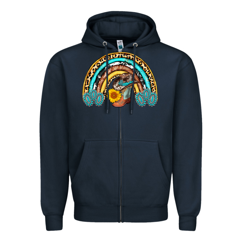 Cowboy Boots And Hat Rainbow Zipper Hoodie by AdoDesignShop | Teevron