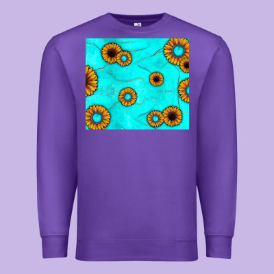 Turquoise Gemstone Sunflower Premium Sweatshirt Designed By Jahusdesignshop