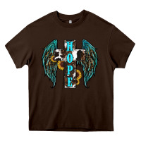 Chocolate Brown Western Wings Cross Hope Heavy Core Tee - RanaPortraitStore