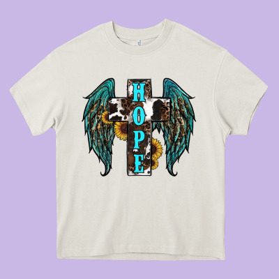 Western Wings Cross Hope Heavy Core Tee Designed By Ranaportraitstore