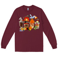 Burgundy Firefighter Coffee Cups Long Sleeve Tee - FaDigitalArtStudio