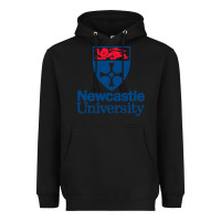 Black Newcastle College Heavyweight Hoodie - DesigneFamous