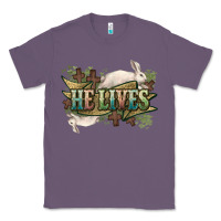 Lavender He lives Easter Day Classic Tee - HowdyJamesFarm