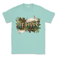 Seafoam He lives Easter Day Classic Tee - HowdyJamesFarm
