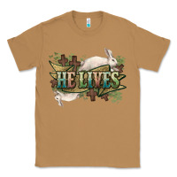 Toasted Coconut He lives Easter Day Classic Tee - HowdyJamesFarm
