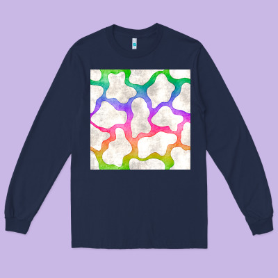 Watercolor Rainbow Cow Seamless Pattern Long Sleeve Tee Designed By Bundleandbundleshop