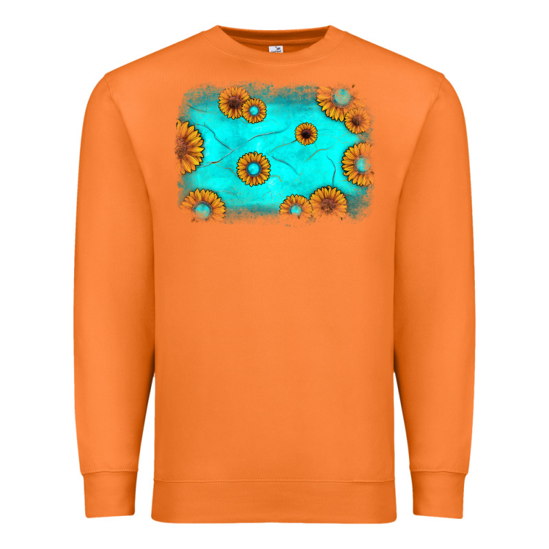Turquoise Gemstone Sunflower Background Premium Sweatshirt by JahusDesignShop | Teevron