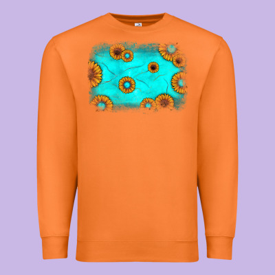 Turquoise Gemstone Sunflower Background Premium Sweatshirt Designed By Jahusdesignshop
