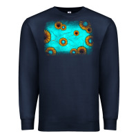 Navy turquoise gemstone sunflower background Premium Sweatshirt - JahusDesignShop