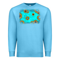 Ocean Blue turquoise gemstone sunflower background Premium Sweatshirt - JahusDesignShop