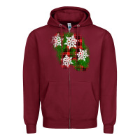 Burgundy christmas patch Zipper Hoodie - AdoDesignShop