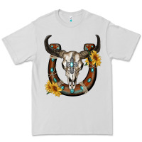 Dove Grey bull skull with horseshoe Premium Tee - RanaPortraitStore