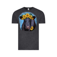 Vintage Black Black Angus with Sunflower Vintage Tee - Jasminsmagicworld