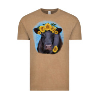 Vintage Coffee Black Angus with Sunflower Vintage Tee - Jasminsmagicworld