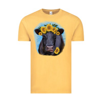 Vintage Mustard Black Angus with Sunflower Vintage Tee - Jasminsmagicworld