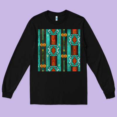 Native American Aztec Seamless Pattern 5 Long Sleeve Tee Designed By Bundleandbundleshop