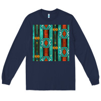 Navy native american aztec seamless pattern 5 Long Sleeve Tee - BundleAndBundleShop