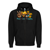 Black peace love country cowhide cowboy hat Zipper Hoodie - AdoDesignShop