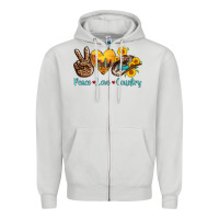 Dove Grey peace love country cowhide cowboy hat Zipper Hoodie - AdoDesignShop