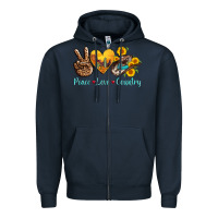 Navy peace love country cowhide cowboy hat Zipper Hoodie - AdoDesignShop
