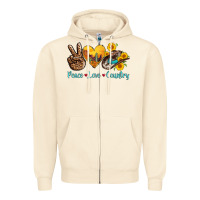 Sandshell peace love country cowhide cowboy hat Zipper Hoodie - AdoDesignShop