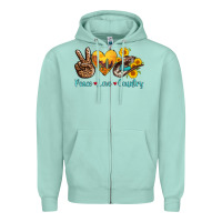 Seafoam peace love country cowhide cowboy hat Zipper Hoodie - AdoDesignShop