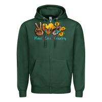 Sports Green peace love country cowhide cowboy hat Zipper Hoodie - AdoDesignShop